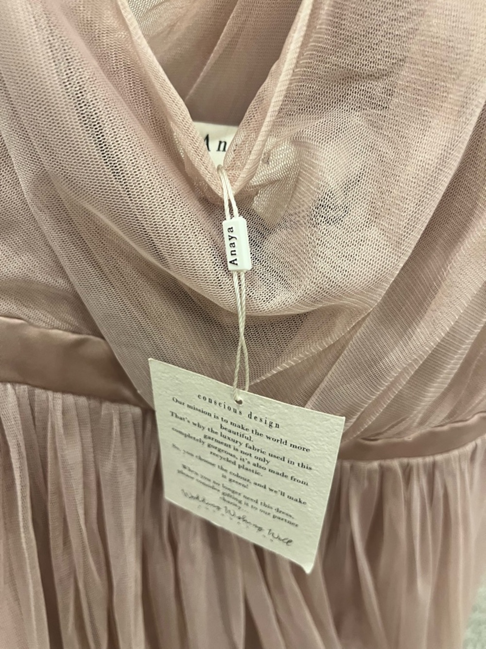 NWT Anaya Blush Tulle One Shoulder Dress Maxi Formal Bridesmaid Wedding Small - Picture 9 of 9